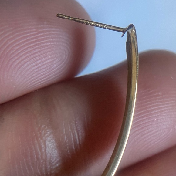 Solid 14K Gold Vintage Half Hoop Posts With Butterfly Closure Earrings. - Picture 8 of 11